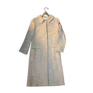 Vintage Barneys New York Womens Tweed Coat Beige Size 42 Made In Italy Virgin Wo